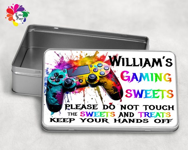 Personalised Gaming Treats Tin Boys/Girls, Gaming Snacks Tin, Gamer Gifts, Personalised Gamer Gift, Personalised Treat Tin, Gaming Gift - Image 2