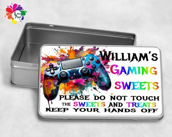 Personalised Gaming Treats Tin Boys/Girls, Gaming Snacks Tin, Gamer Gifts, Personalised Gamer Gift, Personalised Treat Tin, Gaming Gift - Image 3