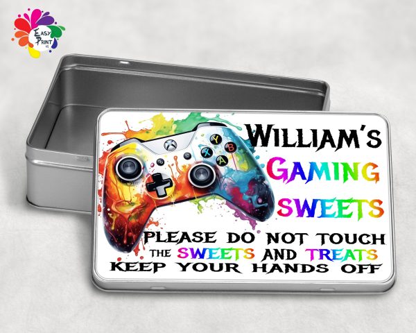 Personalised Gaming Treats Tin Boys/Girls, Gaming Snacks Tin, Gamer Gifts, Personalised Gamer Gift, Personalised Treat Tin, Gaming Gift - Image 4