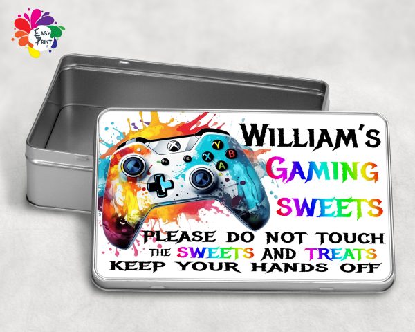 Personalised Gaming Treats Tin Boys/Girls, Gaming Snacks Tin, Gamer Gifts, Personalised Gamer Gift, Personalised Treat Tin, Gaming Gift - Image 5