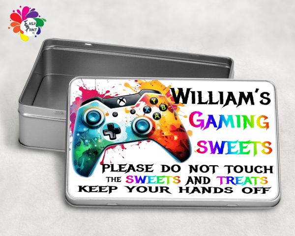 Personalised Gaming Treats Tin Boys/Girls, Gaming Snacks Tin, Gamer Gifts, Personalised Gamer Gift, Personalised Treat Tin, Gaming Gift - Image 6