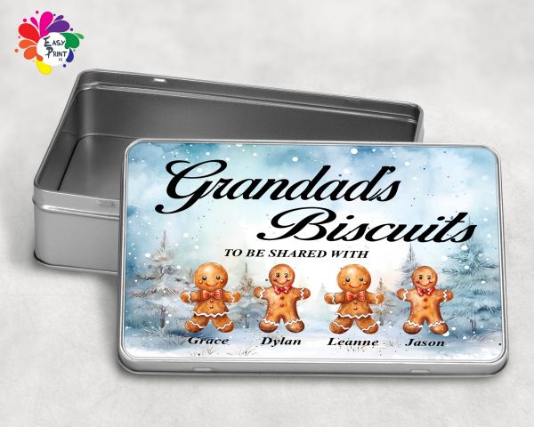 Personalised Biscuit Tin Christmas Themed/Gift For Grandad, Grandparents, Nanny, Etc - Image 2