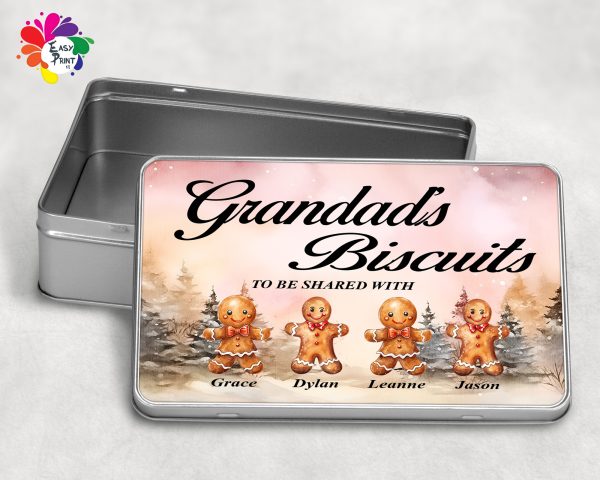 Personalised Biscuit Tin Christmas Themed/Gift For Grandad, Grandparents, Nanny, Etc - Image 4