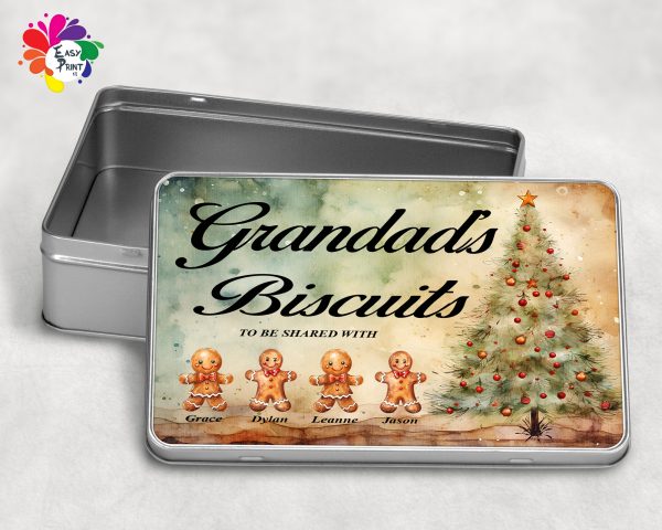 Personalised Biscuit Tin Christmas Themed/Gift For Grandad, Grandparents, Nanny, Etc - Image 5