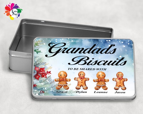 Personalised Biscuit Tin Christmas Themed/Gift For Grandad, Grandparents, Nanny, Etc - Image 6