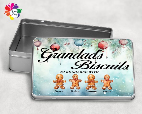 Personalised Biscuit Tin Christmas Themed/Gift For Grandad, Grandparents, Nanny, Etc - Image 7