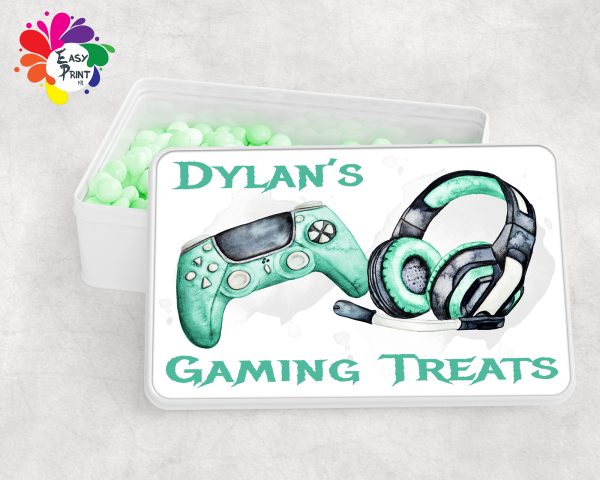 Personalised Gaming Treats White Tin Girls/Boys - Image 2