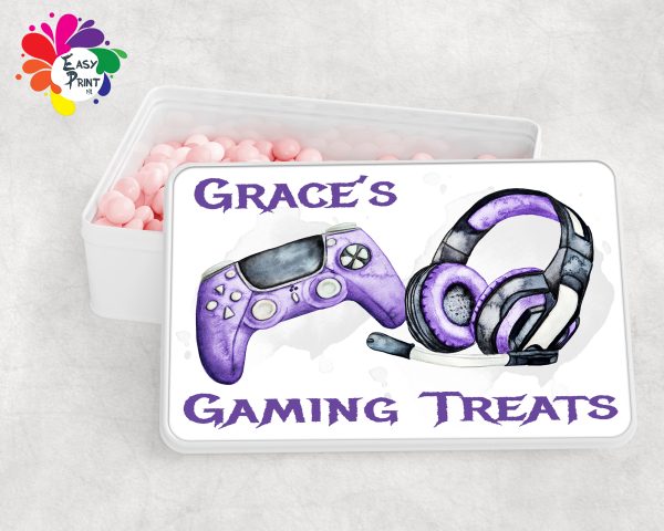 Personalised Gaming Treats White Tin Girls/Boys - Image 4