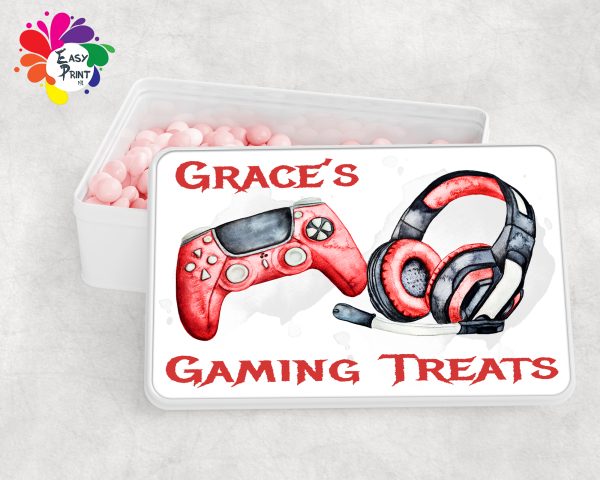 Personalised Gaming Treats White Tin Girls/Boys - Image 5