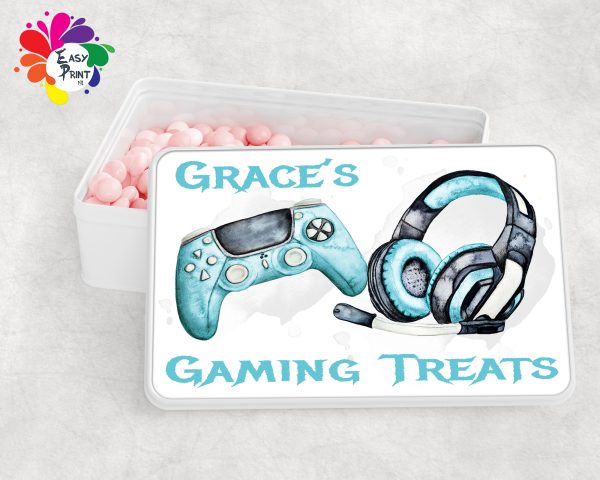 Personalised Gaming Treats White Tin Girls/Boys - Image 6