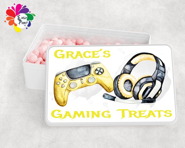 Personalised Gaming Treats White Tin Girls/Boys - Image 7