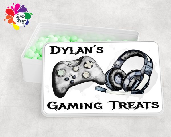 Personalised Gaming Treats White Tin Girls/Boys - Image 8