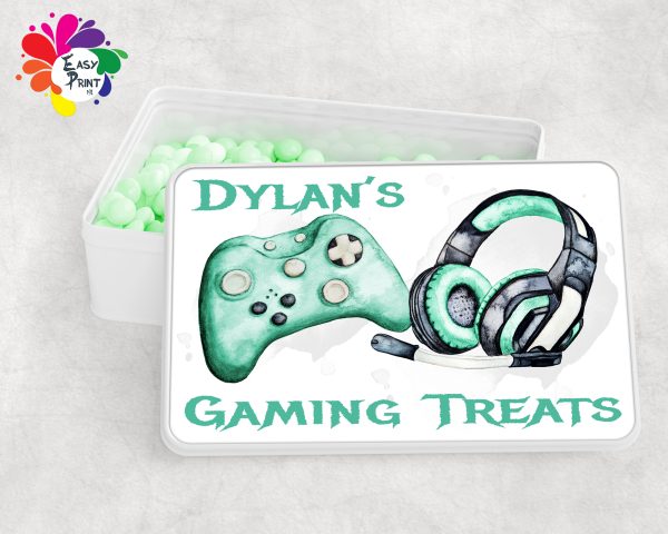 Personalised Gaming Treats White Tin Girls/Boys - Image 9