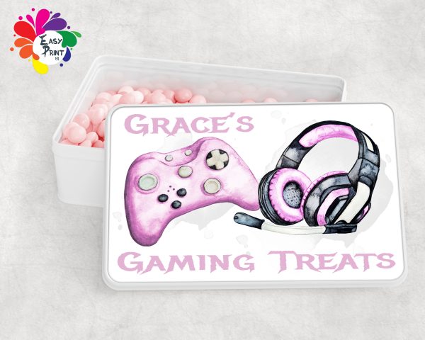 Personalised Gaming Treats White Tin Girls/Boys - Image 10