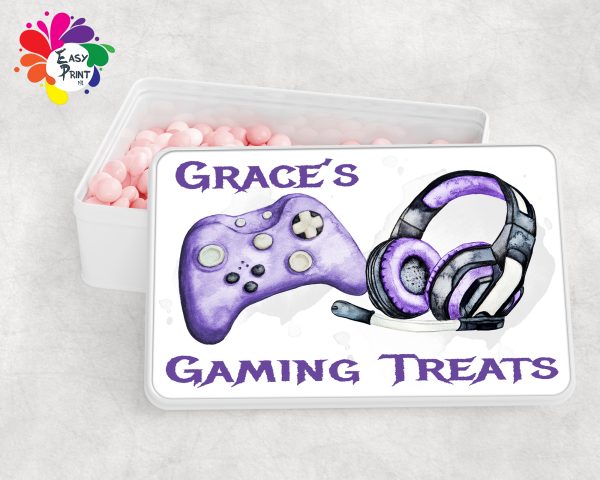 Personalised Gaming Treats White Tin Girls/Boys - Image 11