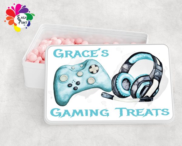 Personalised Gaming Treats White Tin Girls/Boys - Image 13