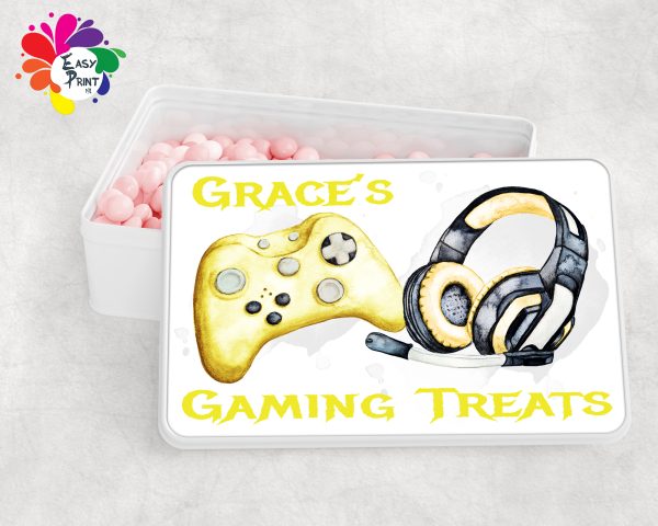 Personalised Gaming Treats White Tin Girls/Boys - Image 14