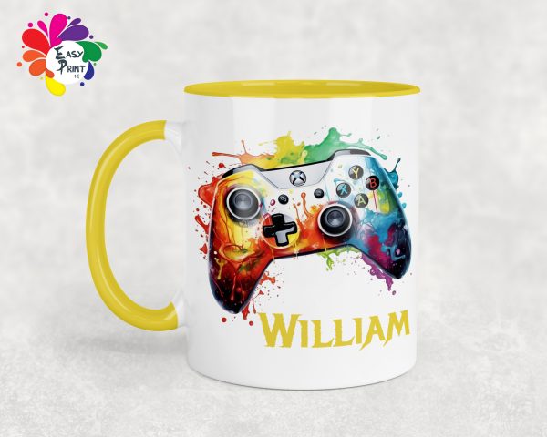 Personalised Gaming Mug 11oz Boys/Girls, His/Hers, Games Controller Mug, Paint Drip Mug, Rainbow Controller, Paint Splash - Image 7